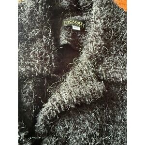 Picadilly Fashions Black Fuzzy Eyelash Knit Button Front Cardigan Sweater M